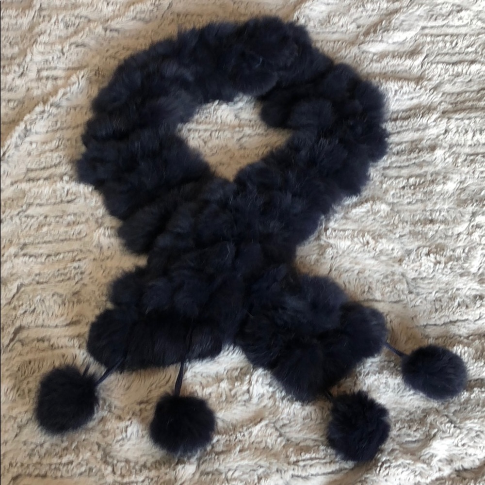 COPY - RABBIT FUR NAVY BLUE SCARF WITH REMOVABLE …